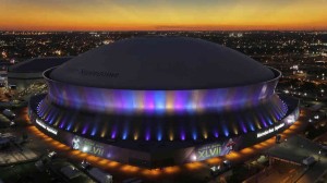 The Superdome in New Orleans, Louisiana. You might remember it during Katrina. Average paid attendance per NFL game 72,901. Looks indoors to me.