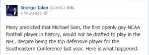 Yes let's celebrate him being drafted. But let him make the cut or be cut based on football criteria and not the criteria the non football world has.