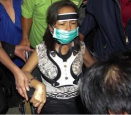 A visibly gaunt former President Gloria Macapagal-Arroyo during her arrest at the NAIA in 2011