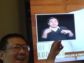 President Aquino’s two hour fudged State of the Nation Address exhausts Sign Language guy