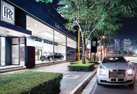Awash in cash: Recently-opened Rolls Royce showroom in Manila