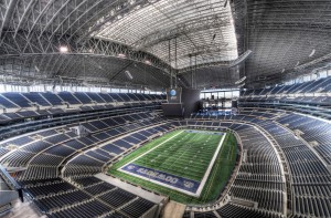 AT & T Stadium. Manny fought here. Home to the Dallas Cowboys. Average paid attendance per NFL game 88,043. But the structure in Bulacan is supposed to be the biggest world. 