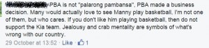 So people think those who question Manny's self indulgence and the enablers are crab. 