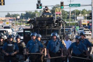 Police face rioters at Ferguson, Missouri