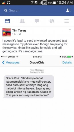 tim tayag illegal campaigning