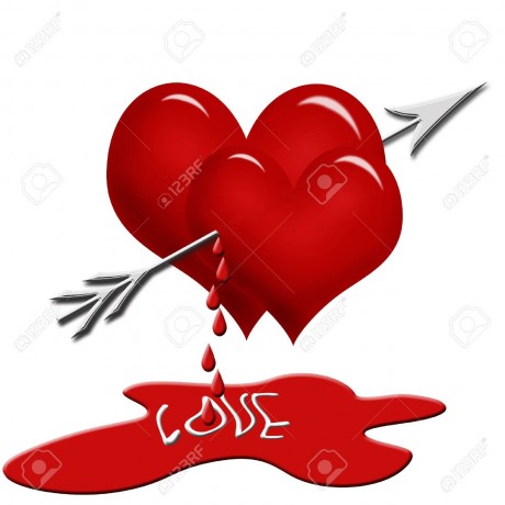 8549165-two-red-hearts-pierced-with-the-arrow-and-dripping-blood-isolated-on-white-Stock-Photo