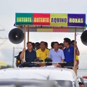 Rodrigo Duterte with BS Aquino and Mar Roxas in happier times